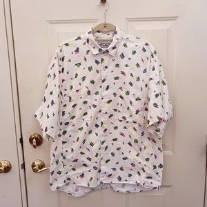 Vintage Legendary Bon Homme 1980s All Over Print Size L Made in USA 80s 90s